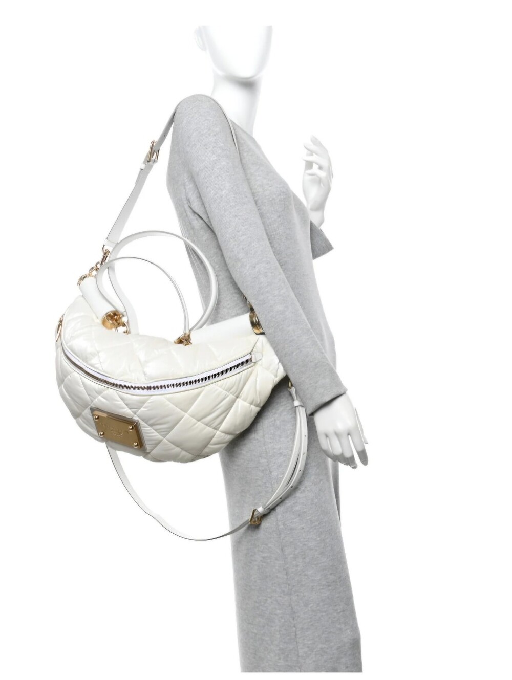 NEW Dolce & Gabbana X-Large Sicily White Quilted Shoulder Bag with Gold Hardware